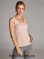 Жіноча бежева спортивна майка на широкій бретелі "Basic"